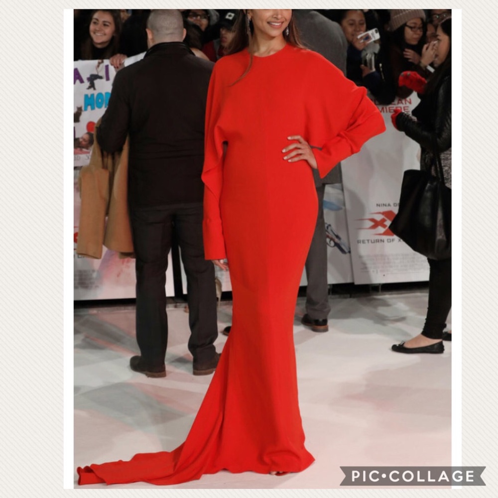 Stella McCartney Draped Sleeve Cady Gown, Red